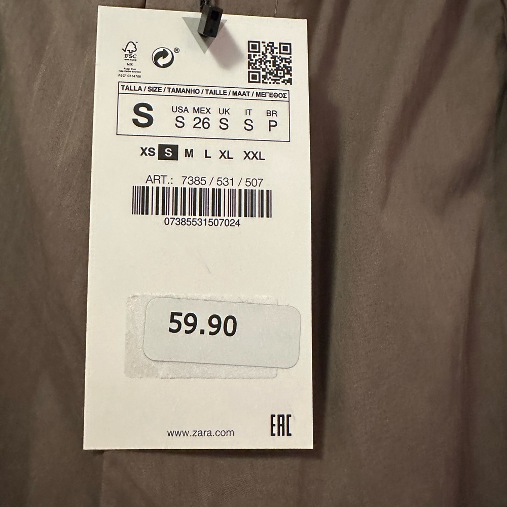 NWT ZARA Parachute Utility Jogger Pants in Dark Khaki Size Small fits XS! - Picture 9 of 11